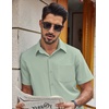 image:imageCOOFANDY Mens Stretch Dress Shirts Short Sleeve Casual Button Down Shirts with PocketLight Green