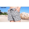 image:imageCOOFANDY Mens Swim Trunks Quick Dry Board Shorts Swimwear Bathing Suit  Quickdry FourWay Stretch FabricTriangular Mesh Lining3 inch InseamTwo Side Pockets Lightweight Beach Stuff for MenP Grey Blue Plam Leaf
