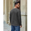 image:imageCOOFANDY Mens Waffle Long Sleeve Shirt Crew Neck TShirts Cotton Tee Shirts  Knit ShirtsLightweightRaglan sleeveX Chest StitchRibbed CollarFashion PulloverCasual WearGym ShirtFall Winter WearDark Grey