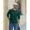 image:imageCOOFANDY Mens Waffle Long Sleeve Shirt Crew Neck TShirts Cotton Tee Shirts  Knit ShirtsLightweightRaglan sleeveX Chest StitchRibbed CollarFashion PulloverCasual WearGym ShirtFall Winter WearGreen