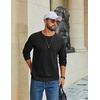 image:imageCOOFANDY Mens Waffle Long Sleeve Shirt Crew Neck TShirts Cotton Tee Shirts  Knit ShirtsLightweightRaglan sleeveX Chest StitchRibbed CollarFashion PulloverCasual WearGym ShirtFall Winter WearBlack
