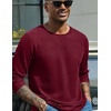 image:imageCOOFANDY Mens Waffle Long Sleeve Shirt Crew Neck TShirts Cotton Tee Shirts  Knit ShirtsLightweightRaglan sleeveX Chest StitchRibbed CollarFashion PulloverCasual WearGym ShirtFall Winter WearWine Red