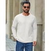 image:imageCOOFANDY Mens Waffle Long Sleeve Shirt Crew Neck TShirts Cotton Tee Shirts  Knit ShirtsLightweightRaglan sleeveX Chest StitchRibbed CollarFashion PulloverCasual WearGym ShirtFall Winter WearWhite