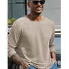 image:imageCOOFANDY Mens Waffle Long Sleeve Shirt Crew Neck TShirts Cotton Tee Shirts  Knit ShirtsLightweightRaglan sleeveX Chest StitchRibbed CollarFashion PulloverCasual WearGym ShirtFall Winter WearLight Khaki