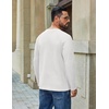 image:imageCOOFANDY Mens Waffle Long Sleeve Shirt Crew Neck TShirts Cotton Tee Shirts  Knit ShirtsLightweightRaglan sleeveX Chest StitchRibbed CollarFashion PulloverCasual WearGym ShirtFall Winter WearWhite