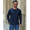image:imageCOOFANDY Mens Waffle Long Sleeve Shirt Crew Neck TShirts Cotton Tee Shirts  Knit ShirtsLightweightRaglan sleeveX Chest StitchRibbed CollarFashion PulloverCasual WearGym ShirtFall Winter WearNavy Blue