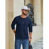 image:imageCOOFANDY Mens Waffle Long Sleeve Shirt Crew Neck TShirts Cotton Tee Shirts  Knit ShirtsLightweightRaglan sleeveX Chest StitchRibbed CollarFashion PulloverCasual WearGym ShirtFall Winter WearNavy Blue