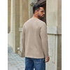 image:imageCOOFANDY Mens Waffle Long Sleeve Shirt Crew Neck TShirts Cotton Tee Shirts  Knit ShirtsLightweightRaglan sleeveX Chest StitchRibbed CollarFashion PulloverCasual WearGym ShirtFall Winter WearLight Khaki