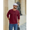 image:imageCOOFANDY Mens Waffle Long Sleeve Shirt Crew Neck TShirts Cotton Tee Shirts  Knit ShirtsLightweightRaglan sleeveX Chest StitchRibbed CollarFashion PulloverCasual WearGym ShirtFall Winter WearWine Red