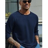 image:imageCOOFANDY Mens Waffle Long Sleeve Shirt Crew Neck TShirts Cotton Tee Shirts  Knit ShirtsLightweightRaglan sleeveX Chest StitchRibbed CollarFashion PulloverCasual WearGym ShirtFall Winter WearNavy Blue