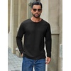 image:imageCOOFANDY Mens Waffle Long Sleeve Shirt Crew Neck TShirts Cotton Tee Shirts  Knit ShirtsLightweightRaglan sleeveX Chest StitchRibbed CollarFashion PulloverCasual WearGym ShirtFall Winter WearBlack