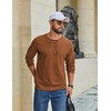 image:imageCOOFANDY Mens Waffle Long Sleeve Shirt Crew Neck TShirts Cotton Tee Shirts  Knit ShirtsLightweightRaglan sleeveX Chest StitchRibbed CollarFashion PulloverCasual WearGym ShirtFall Winter WearBrown