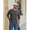 image:imageCOOFANDY Mens Waffle Long Sleeve Shirt Crew Neck TShirts Cotton Tee Shirts  Knit ShirtsLightweightRaglan sleeveX Chest StitchRibbed CollarFashion PulloverCasual WearGym ShirtFall Winter WearDark Grey