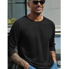 image:imageCOOFANDY Mens Waffle Long Sleeve Shirt Crew Neck TShirts Cotton Tee Shirts  Knit ShirtsLightweightRaglan sleeveX Chest StitchRibbed CollarFashion PulloverCasual WearGym ShirtFall Winter WearBlack