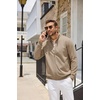 image:imageCOOFANDY Mens Zip Up Sweatshirt Casual Lightweight Jackets Full Zip Sweater  Soft Knit Textured Fabric Stand Collar 2 Side Pockets Long Sleeve Fashion Stylish Ribbed Cuffs And Hem For Fall WinterKhaki