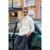 image:imageCOOFANDY Mens Zip Up Sweatshirt Casual Lightweight Jackets Full Zip Sweater  Soft Knit Textured Fabric Stand Collar 2 Side Pockets Long Sleeve Fashion Stylish Ribbed Cuffs And Hem For Fall WinterWhite