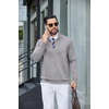 image:imageCOOFANDY Mens Zip Up Sweatshirt Casual Lightweight Jackets Full Zip Sweater  Soft Knit Textured Fabric Stand Collar 2 Side Pockets Long Sleeve Fashion Stylish Ribbed Cuffs And Hem For Fall WinterLight Grey