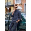 image:imageCOOFANDY Mens Zip Up Sweatshirt Casual Lightweight Jackets Full Zip Sweater  Soft Knit Textured Fabric Stand Collar 2 Side Pockets Long Sleeve Fashion Stylish Ribbed Cuffs And Hem For Fall WinterNavy Blue