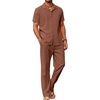 image:imageCOOFANDY Men 2 Piece Linen Outfit Beach Button Down Shirt Casual Loose Pant SetsCaramel