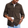 image:imageCOOFANDY Mens Corduroy Button Down Shirts Jackets Casual Long Sleeve Shacket Lightweight Overshirts with Flap PocketsChestnut Brown