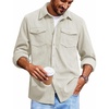image:imageCOOFANDY Mens Corduroy Button Down Shirts Jackets Casual Long Sleeve Shacket Lightweight Overshirts with Flap PocketsLight Khaki