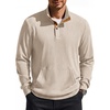 image:imageCOOFANDY Mens Corduroy Sweatshirt 14 Button Long Sleeve Pullover  Corduroy Sweatshirt Quarter Button Pullover Lightweight Long Sleeve Kangaroo Pockets Athletic Sweater WorkoutBeige