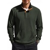 image:imageCOOFANDY Mens Corduroy Sweatshirt 14 Button Long Sleeve Pullover  Corduroy Sweatshirt Quarter Button Pullover Lightweight Long Sleeve Kangaroo Pockets Athletic Sweater WorkoutArmy Green