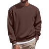 image:imageCOOFANDY Mens Fleece Crewneck Sweatshirt Casual Long Sleeve Pullover Fall Winter Warm Sweatshirts Fashion PulloversBrown