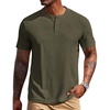 image:imageCOOFANDY Mens Henley Shirts Short Sleeve Texture Casual Button Tee Shirts  Lightweigh CasualTextured FabricSummerClassicBasicComfortableBreathableArmy Green