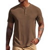 image:imageCOOFANDY Mens Henley Shirts Short Sleeve Texture Casual Button Tee Shirts  Lightweigh CasualTextured FabricSummerClassicBasicComfortableBreathableBrowm