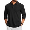 image:imageCOOFANDY Mens Knit Polo Shirt Long Sleeve Polo Sweaters Casual Golf Shirts  long sleeve knit shirtsknitted polo shirtsfleece shirtAblack