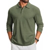 image:imageCOOFANDY Mens Knit Polo Shirt Long Sleeve Polo Sweaters Casual Golf Shirts  long sleeve knit shirtsknitted polo shirtsfleece shirtArmy Green