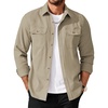 image:imageCOOFANDY Mens Long Sleeve Button Up Shirt Jacket with Flap PocketsStone