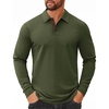 image:imageCOOFANDY Mens Long Sleeve Polo Shirts Cotton Collared Shirts Casual Business Polo Classic Golf T ShirtsArmy Green