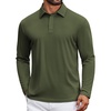image:imageCOOFANDY Mens Polo Shirts Long Sleeve UPF 50 Moisture Wicking Golf Shirt  3 Button Lightweight Collared Shirts Shape Retaining Classic Basic Polos Ideal for Golf Tennis and Daily Casual WearOlive Green