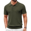 image:imageCOOFANDY Mens Polo Shirts Textured Knit Short Sleeve Stretch Casual Shirts  IceCool Fabric Comfortable and Breathable Three Button placket unique knit TextureArmy Green