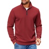 image:imageCOOFANDY Mens Quarter Zip Pullover Sweatshirt Casual Mock Neck Sweater 2026  Lightweight Long Sleeve Fashion Clothes Soft Quilted Fabric Warm Without Bulk Regular Fit Fall Winter Smooth ZipperWine Red