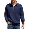 image:imageCOOFANDY Mens Quarter Zip Pullover Sweatshirt Casual Mock Neck Sweater 2026  Long Sleeve 14 Zip Quilted Pullover Regular Fit Warm Without Bulk Fall Winter Ideal For Golf Daily WearZcontrast NavyBrown