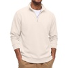 image:imageCOOFANDY Mens Quarter Zip Pullover Sweatshirt Mock Neck Fleece Long Sleeve Thermal Casual Polo ShirtWhite