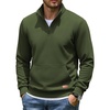 image:imageCOOFANDY Mens Quarter Zip Pullover Wrinkle Free 14 Sweatshirt with Pocket  Quilted Texture 2026 Fall Fashion Long Sleeve Lightweight Collar Golf Pullover and SweaterArmy Green