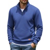 image:imageCOOFANDY Mens Quarter Zip Pullover Wrinkle Free 14 Sweatshirt with Pocket  Quilted Texture 2026 Fall Fashion Long Sleeve Lightweight Collar Golf Pullover and SweaterDark Blue