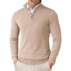 image:imageCOOFANDY Mens Quarter Zip Up Sweaters Slim Fit Lightweight Mock Pullover  Casual Polo Sweaters Quarter Zip Pullover Business Winter Fall Relaxed Fit Knit Turtleneck Sweater Metal Zipper PullChampagne