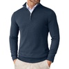 image:imageCOOFANDY Mens Quarter Zip Up Sweaters Slim Fit Lightweight Mock Pullover  Casual Polo Sweaters Quarter Zip Pullover Business Winter Fall Relaxed Fit Knit Turtleneck Sweater Metal Zipper PullDenim Blue