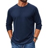 image:imageCOOFANDY Mens Waffle Long Sleeve Shirt Crew Neck TShirts Cotton Tee Shirts  Knit ShirtsLightweightRaglan sleeveX Chest StitchRibbed CollarFashion PulloverCasual WearGym ShirtFall Winter WearNavy Blue