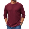 image:imageCOOFANDY Mens Waffle Long Sleeve Shirt Crew Neck TShirts Cotton Tee Shirts  Knit ShirtsLightweightRaglan sleeveX Chest StitchRibbed CollarFashion PulloverCasual WearGym ShirtFall Winter WearWine Red