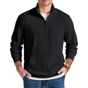 image:imageCOOFANDY Men Quarter Zip Pullover Mock Neck Long Sleeve Corduroy Sweatshirt  Lightweight Soft Warm Slightly Stretchy Regular Fit Old Money Business Casual Wear Fall Winter S3XLBlack