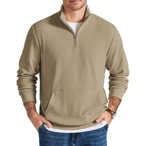 image:imageCOOFANDY Men Quarter Zip Pullover Mock Neck Long Sleeve Corduroy Sweatshirt  Lightweight Soft Warm Slightly Stretchy Regular Fit Old Money Business Casual Wear Fall Winter S3XLKhaki