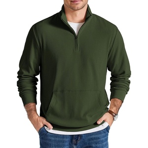 image:imageCOOFANDY Men Quarter Zip Pullover Mock Neck Long Sleeve Corduroy Sweatshirt  Lightweight Soft Warm Slightly Stretchy Regular Fit Old Money Business Casual Wear Fall Winter S3XLArmy Green