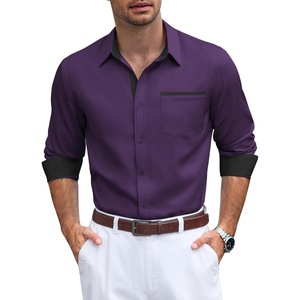image:imageCOOFANDY Mens Button Down Shirts Wrinkle Free Dress Shirts for Men CasualDark Purple