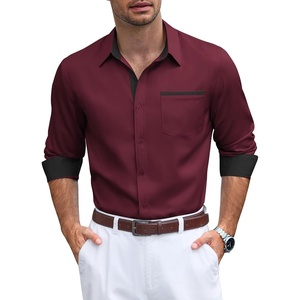 image:imageCOOFANDY Mens Button Down Shirts Wrinkle Free Dress Shirts for Men CasualDark Red